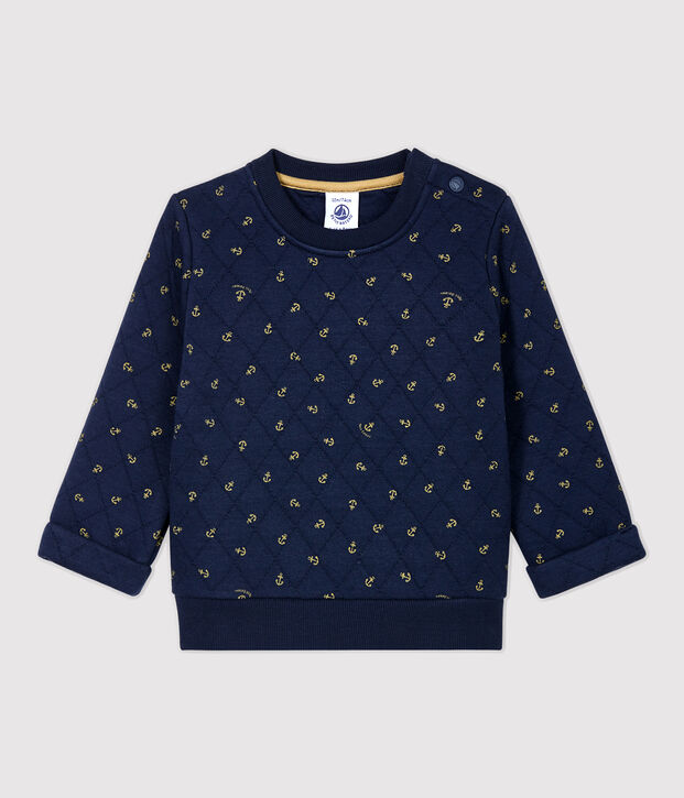 Gestepptes Baby-Sweatshirt. blau/beige