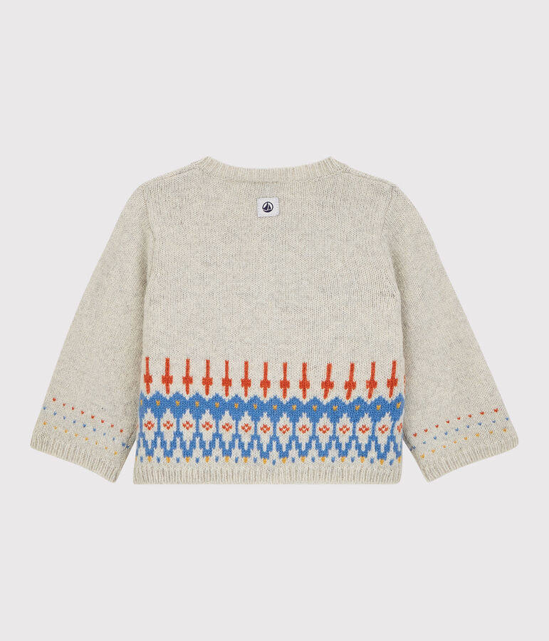 Baby-Cardigan aus Jacquard-Strick mit Wollanteil. beige