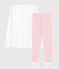 Pyjama aus Baumwolle für Mädchen/Damen weiss MARSHMALLOW/rosa MINOIS