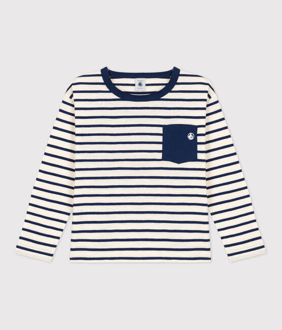 Langärmeliges Kinder-T-Shirt aus Baumwolle für Jungen weiss AVALANCHE/ MEDIEVAL