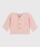 Baby-Cardigan kraus rechts gestrickt aus Baumwolle rosa SALINE