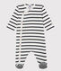 Baby-Strampler aus Rippstrick mit Streifen