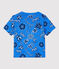 Kurzärmeliges Baby-T-Shirt aus Bio-Baumwolle mit Bandanaprint blau BRASIER/weiss MULTICO