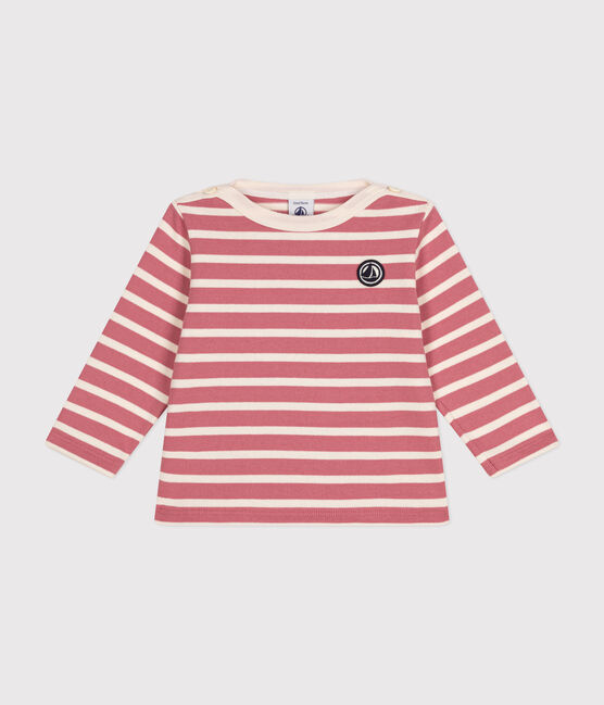Baby-Streifenshirt "Marinière" aus festem Baumwollstoff rosa ROSEWOOD/ AVALANCHE