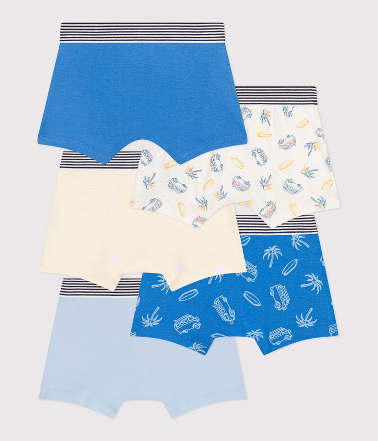 5er-Set Kinder-Boxershorts aus Baumwolle mit Minibus-Motiv vielfarbig