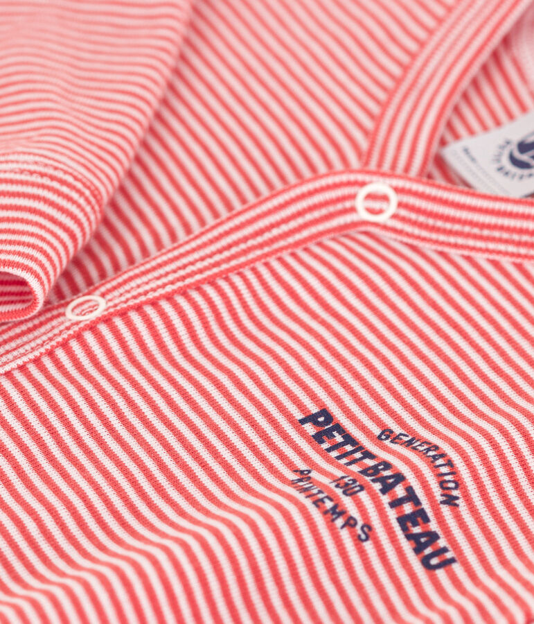 Strampler aus Baumwolle ohne F&uuml;&szlig;e mit Ringelstreifen orange ABRICOT/ MARSHMALLOW