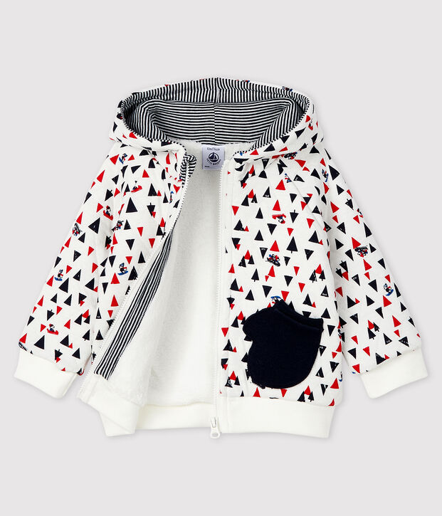 Baby-Kapuzensweatshirt f&uuml;r Jungen weiss/vielfarbig