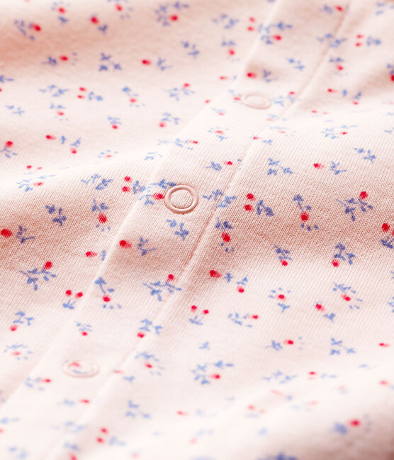Rosafarbener Baby-Strampler aus Bio-Baumwolle mit Kragen rosa FLEUR/weiss MULTICO