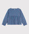 Langärmeliges Kinder-Bluse aus gemustertem Fein-Cord. blau ADRIATIC/ MULTICO