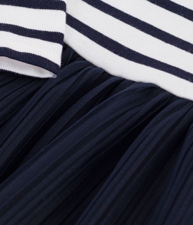 Lang&auml;rmliges Baby-Kleid aus zwei Stoffen mit Streifen weiss/vielfarbig