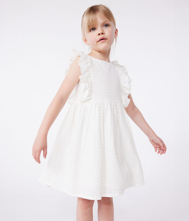 &Auml;rmelloses Kinder-Kleid aus Baumwolle weiss
