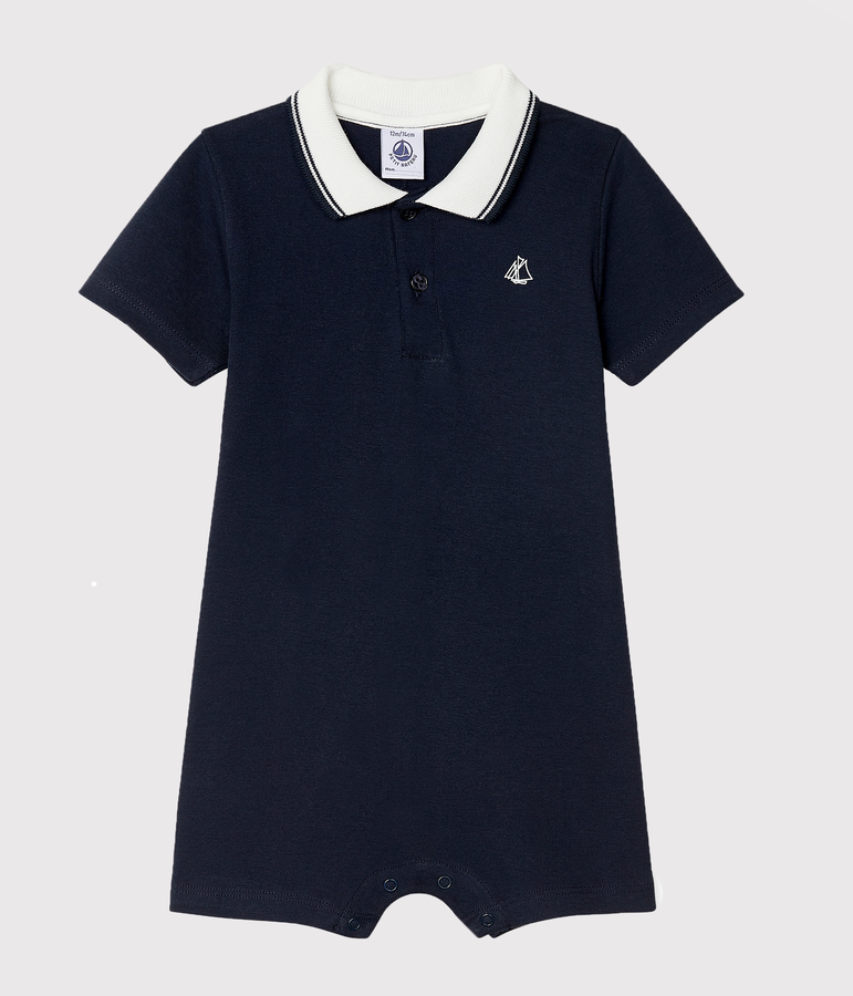 Baby-Polo-Kurzoverall aus Baumwolle f&uuml;r Jungen blau
