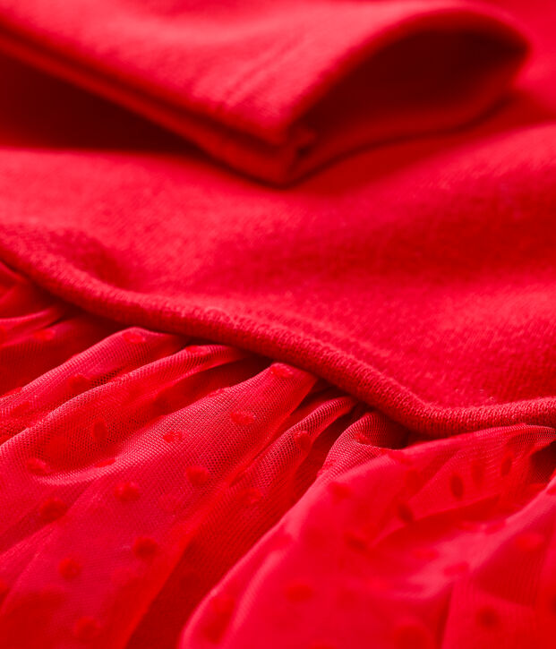 Baby-Kleid aus Molton und T&uuml;ll rot