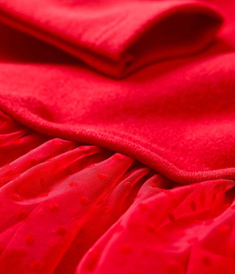 Baby-Kleid aus Molton und T&uuml;ll rot