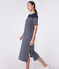 Langes Damen-Kleid aus Baumwolle mit Streifen blau SMOKING/weiss MARSHMALLOW