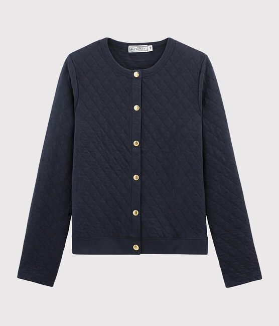 Damen-Cardigan aus gestepptem Doppeljersey blau SMOKING