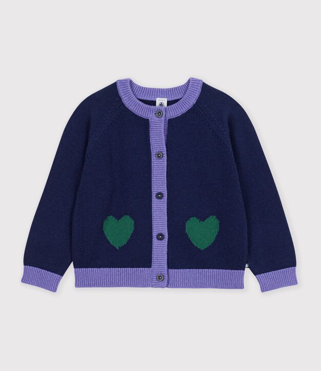 Kinder-Cardigan aus einfarbiger Wolle und Baumwolle SOIR