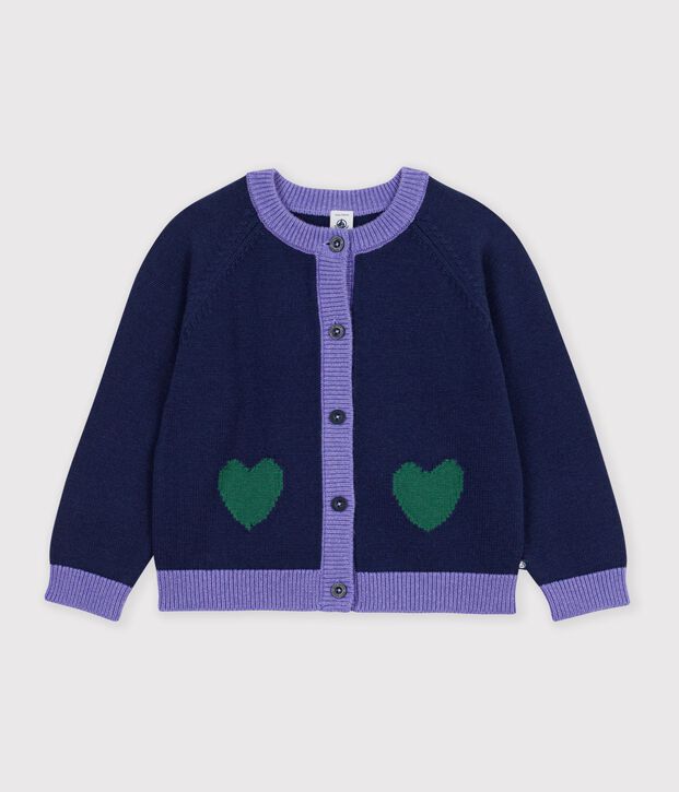 Kinder-Cardigan aus einfarbiger Wolle und Baumwolle SOIR