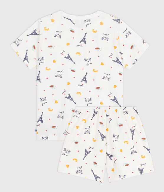 Kinder-Kurzpyjama aus Baumwolle mit Paris-Motiven weiss MARSHMALLOW/weiss MULTICO