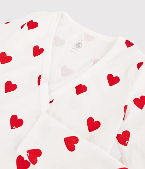 Damen-Cardigan in Wickelform aus Baumwolle weiss MARSHMALLOW/rot TERKUIT