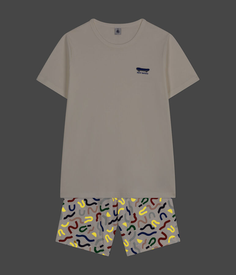 Kurzer Kinderpyjama aus Baumwolle weiss/vielfarbig