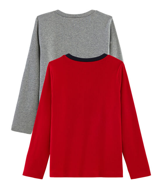 Set mit 2 T-Shirts für Jungen: mit Siebdruck + einfarbig variante 2