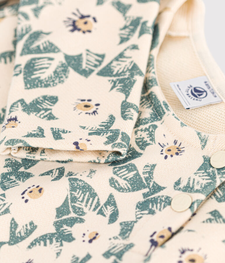 Kinderkleid aus Molton mit Blumenprint f&uuml;r M&auml;dchen naturfarben/vielfarbig