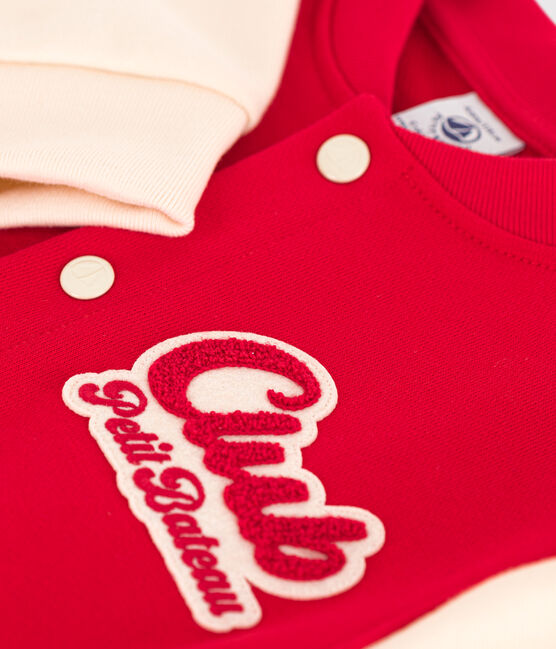 Kinder-Teddyjacke aus Molton für Jungen rot PEPS/weiss AVALANCHE
