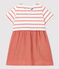 Bio-Babykleid aus Musselin und dichtem Jersey weiss MARSHMALLOW/ PAPAYE