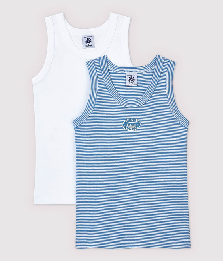 2er-Set Tanktops aus Bo-Baumwolle mit blauen Ringelstreifen f&uuml;r Jungen vielfarbig