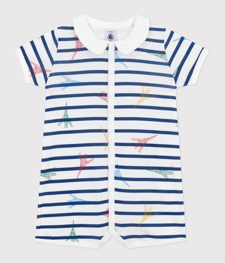 Baby-Kurzoverall Paris aus Baumwolle weiss/vielfarbig