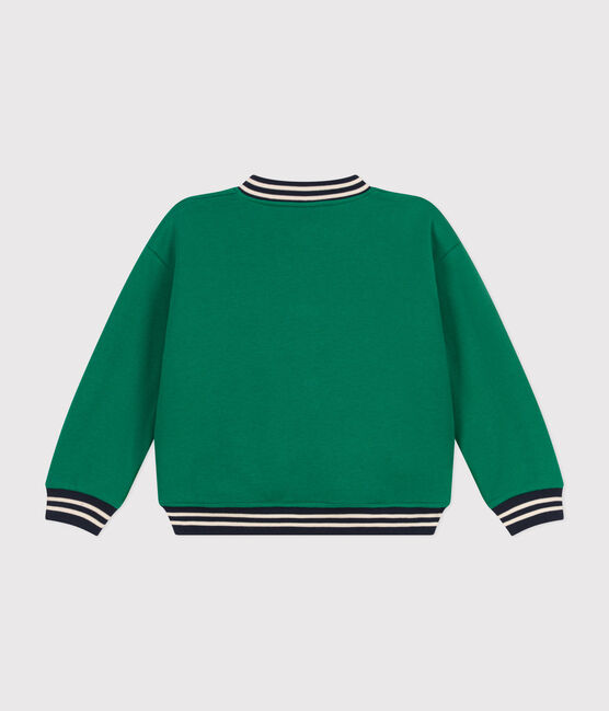 Kinder College-Jacke aus Molton und Sherpa für Jungen grün JARDIN
