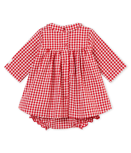 Langarmkleid und Bloomers mit Vichy-Karomuster rot TERKUIT/weiss MARSHMALLOW