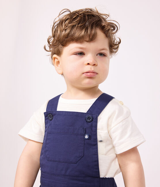 Kurze Baby-Latzhose aus Serge blau MEDIEVAL
