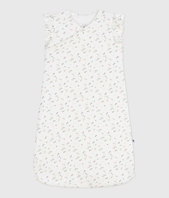 Babyschlafsack aus Nicki mit Blumenmotiv TOG-Wert 3 weiss MARSHMALLOW/weiss MULTICO