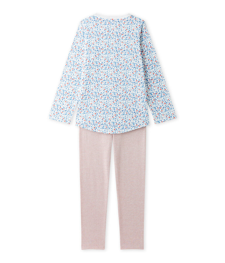 Gebl&uuml;mter M&auml;dchen-Schlafanzug weiss/vielfarbig