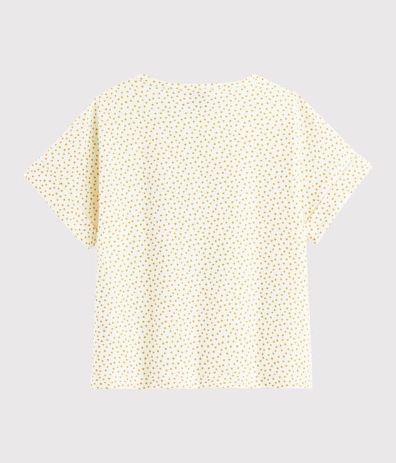 Bedrucktes Kinder-T-Shirt für Mädchen weiss MARSHMALLOW/gelb BOUDOR