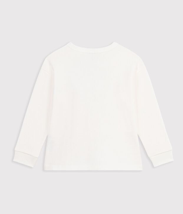 Lang&auml;rmeliges Kinder-T-Shirt aus einfarbiger Baumwolle weiss