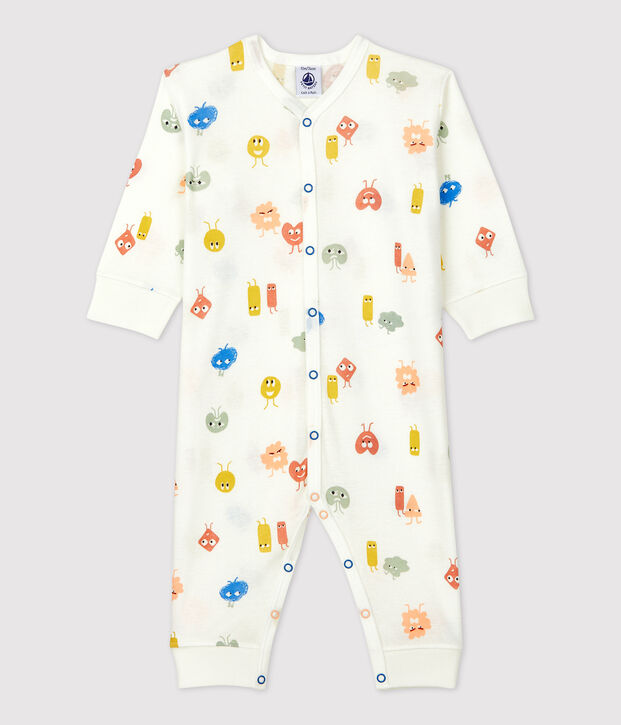 Baby-Strampler ohne F&uuml;&szlig;e aus Baumwolle und Lyocell weiss/vielfarbig
