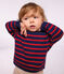 Baby-Pullover im Marine-Look aus Wolle und Baumwolle mit Streifen blau/rot