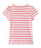 Geringeltes Mädchen-T-Shirt weiss MARSHMALLOW/rosa PETAL