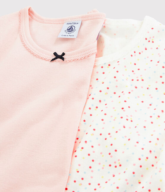 2er-Set kurzärmelige T-Shirts aus Bio-Baumwolle mit buntem Polka-Dot-Muster für Mädchen variante 1