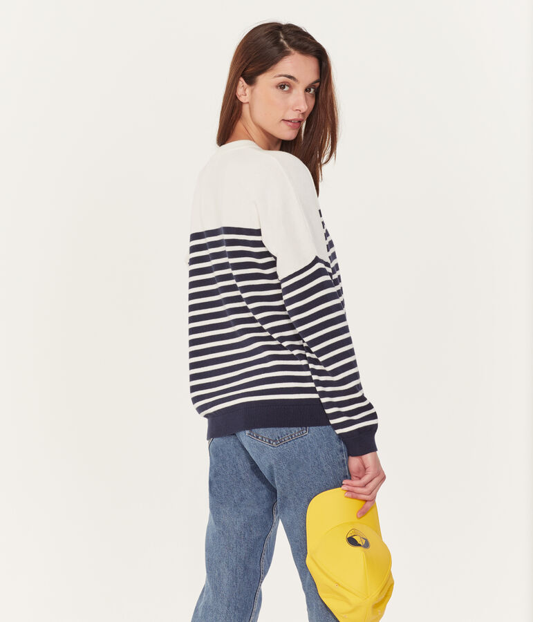 Seemannspullover damen blau/weiss