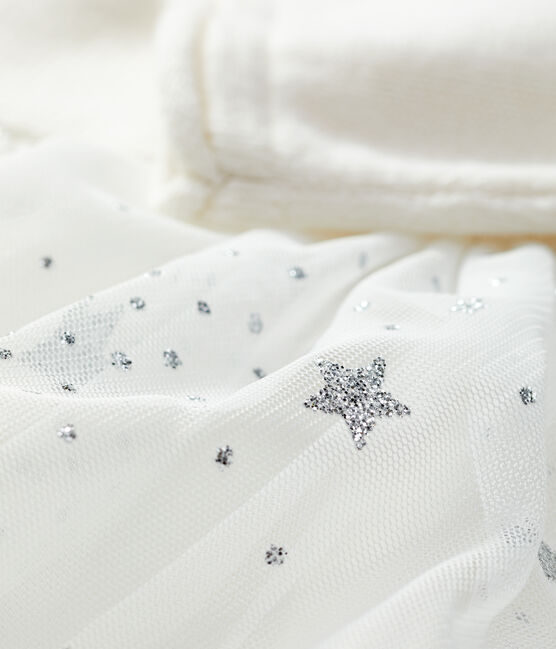 Baby-Strickkleid für Mädchen weiss MARSHMALLOW/grau ARGENT