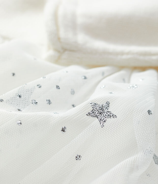 Baby-Strickkleid f&uuml;r M&auml;dchen weiss/grau