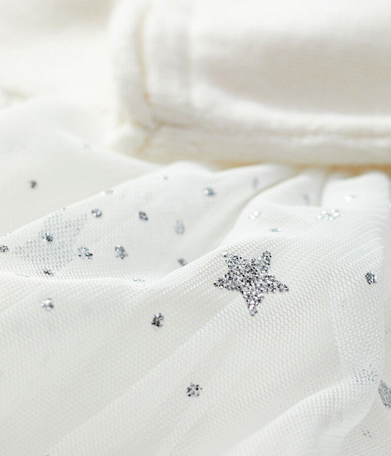 Baby-Strickkleid f&uuml;r M&auml;dchen weiss/grau