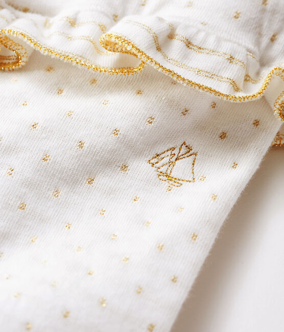 Baby-Legging mit Volants Mädchen weiss MARSHMALLOW/gelb OR