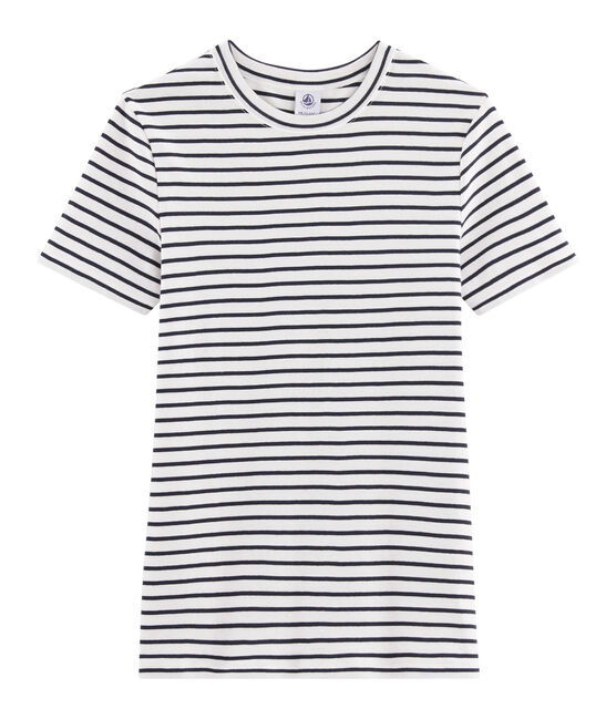 Damen-T-Shirt weiss MARSHMALLOW/blau SMOKING