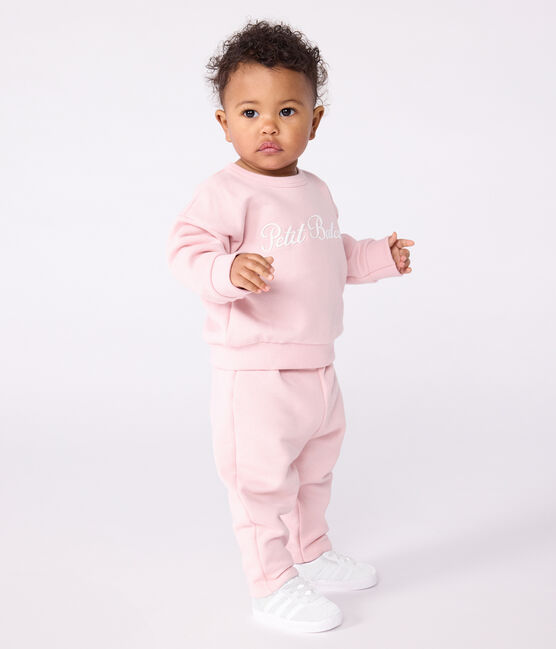 Baby-Sweatshirt aus Baumwolle mit Petit Bateau-Stickerei rosa JOLI