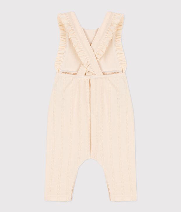 Langer Baby-Overall aus dickem Jersey mit dekorativen Tupfen naturfarben